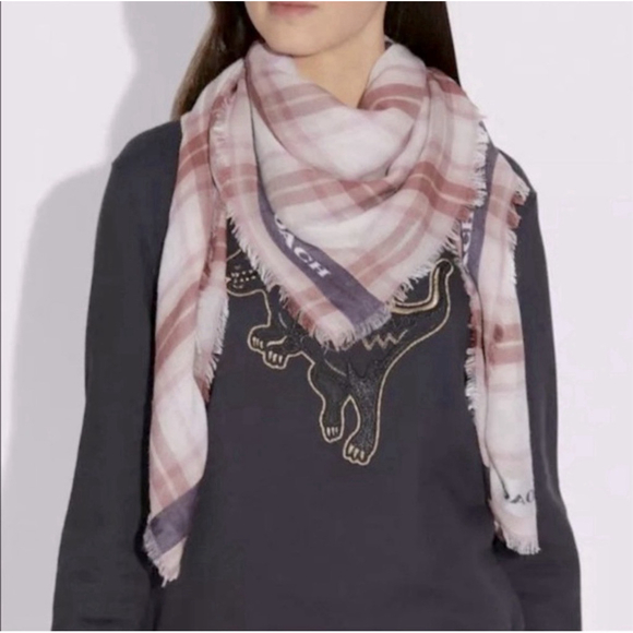 Coach Accessories - Coach Plaid Pink/ Purple/White Scarf/Shawl